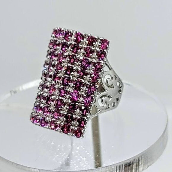 Unheated Natural Pink Rhodolite Garnet‎ 2.5mm 925 Sterling Silver Ring Size 6.5 - Picture 3 of 11